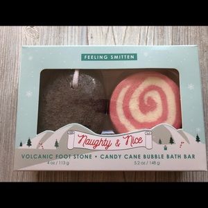 Brand new in box Volcanic foot stone & candy cane bubble bath bar